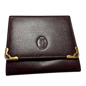 Cartier Clasp Wallet Mastline Bordeaux Leather Authentic